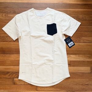 BYLT Basics Cream Tee with Black Pocket